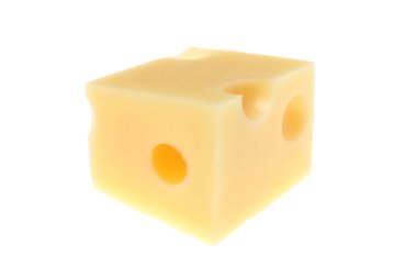 Beyaz üzerinde izole lezzetli peynir küpü