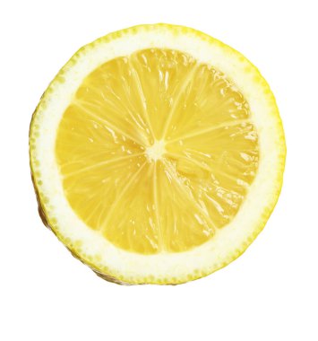 Limon dilimi beyaza izole edilmiş. Citrus meyvesi.