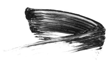 Beyaz, üst görünümde izole edilmiş siyah rimel kokusu