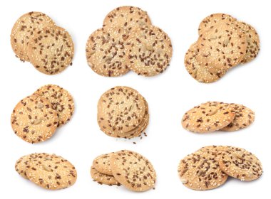 Keten, ayçiçeği ve susam tohumlu leziz krakerler.