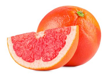 Taze olgun greyfurtlar beyaza izole edilmiş. Citrus meyvesi.