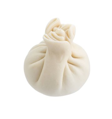 Beyaz üzerine pişmemiş khinkali (hamur tatlısı). Gürcistan mutfağı