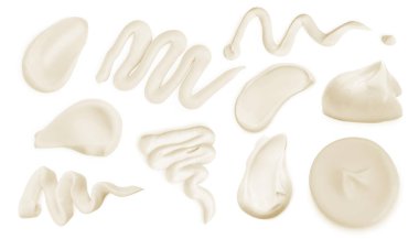 Beyaz üzerine izole edilmiş lezzetli mayonez sosu.