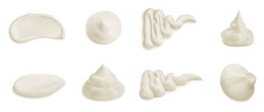 Beyaz üzerine izole edilmiş lezzetli mayonez sosu.