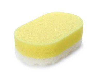 Bir yeni sarı sünger beyazda izole edilmiş.