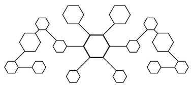 Beyaz arkaplanda altıgenli şema, illüstrasyon