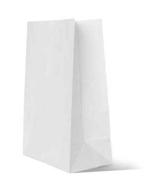 Bir açık kese kağıdı beyaza izole edilmiş.