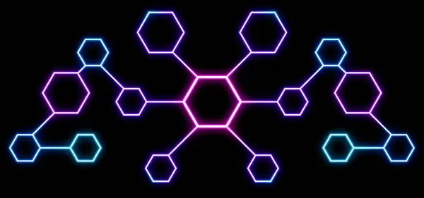 Scheme Hexagons Black Background Illustration Banner Design — Stock Photo, Image