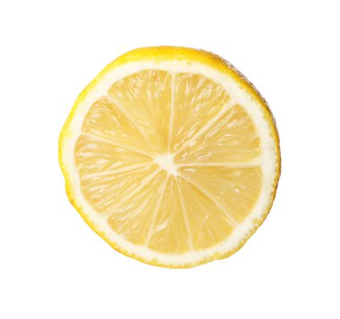 Citrus meyvesi. Dilimlenmiş taze limon beyaza izole edilmiş.