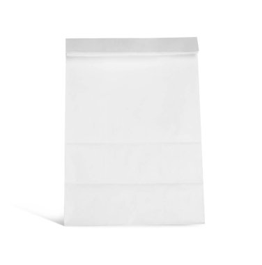 Bir kapalı kese kağıdı beyaza izole edilmiş.