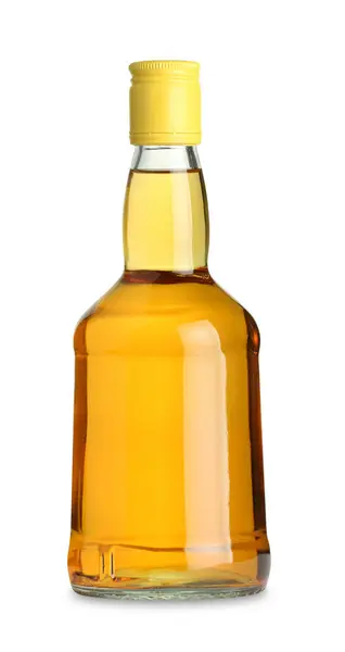 Виски Стеклянной Бутылке Изолированные Белом — стоковое фото