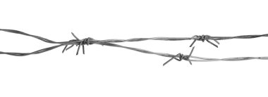 Parlak metal dikenli tel beyaza izole edilmiş.
