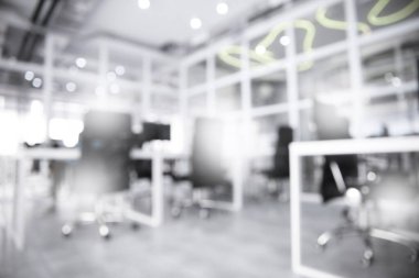 Ofis içi. Rahat çalışma alanının bulanık görünümü
