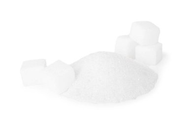 farklı türleri üzerinde beyaz izole şeker