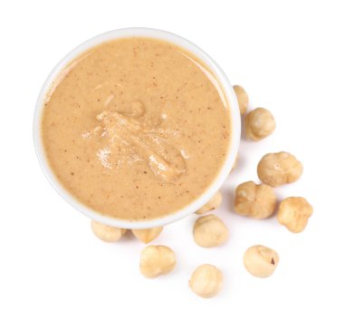 Lezzetli fındık ezmesi ve fındık ezmesi.