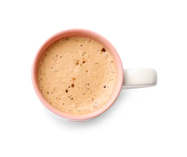 Ароматический Кофе Чашке Изолированы Белом Вид Сверху — стоковое фото