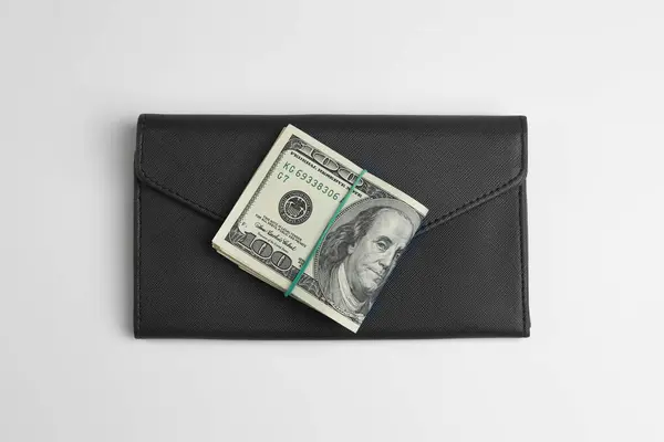Обмен Валюты Банкноты Бумажник Белом Фоне Вид Сверху — стоковое фото