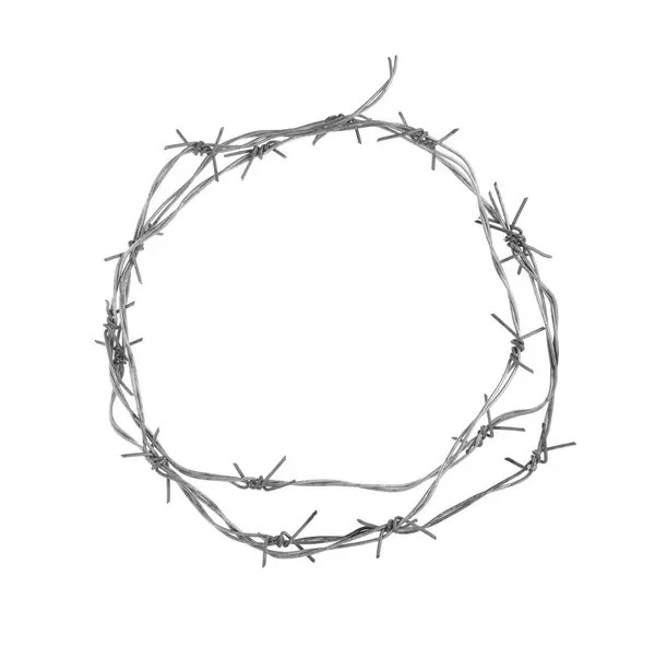Shiny Metal Barbed Wire Isolated White — Stock Photo, Image