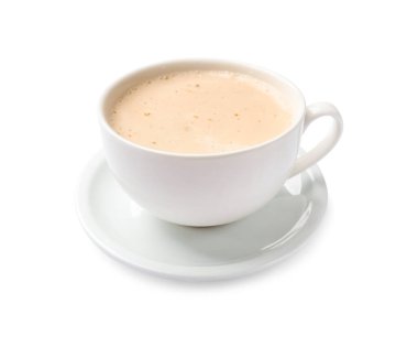 Beyaz bardakta izole edilmiş Aromatik kahve.