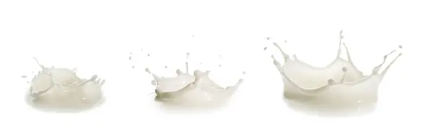 白に分離されたミルクのスプラッシュ セット — ストック写真