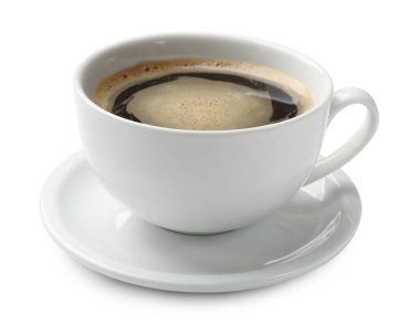 Beyaz bardakta izole edilmiş Aromatik kahve.