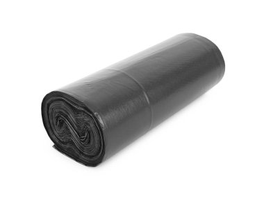 beyaz izole siyah çöp poşetleri rulo