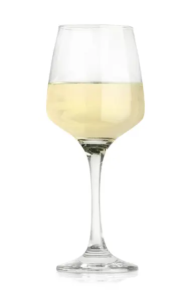 Smaczne Wino Szklance Izolowane Białym — Zdjęcie stockowe
