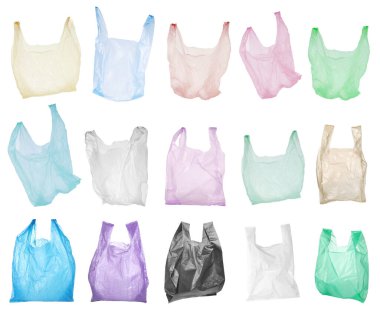 Farklı plastik torbalar beyaz, set