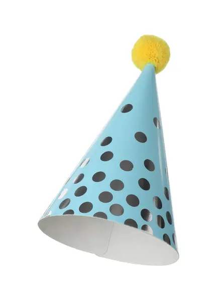 One Blue Party Hat Isolated White — Stock Photo, Image