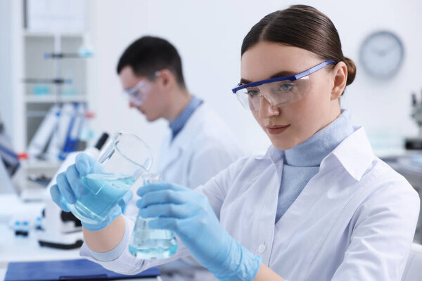 Scientists working with samples in laboratory. Medical research