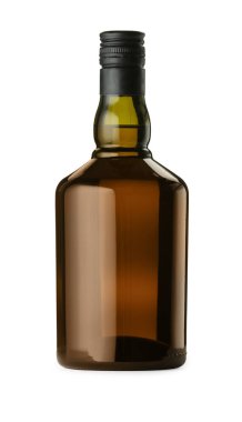 Beyaz şişede izole edilmiş viski.