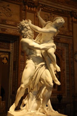 Roma, İtalya - 3 Şubat 2024: Borghese Galerisinde Bernini Gian Lorenzo 'nun Proserpine heykeline tecavüz