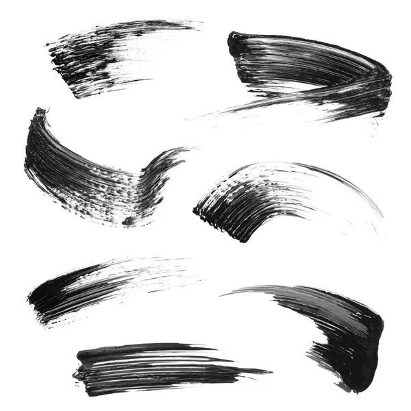 Smears Black Mascara Isolated White Set — Stock Photo, Image