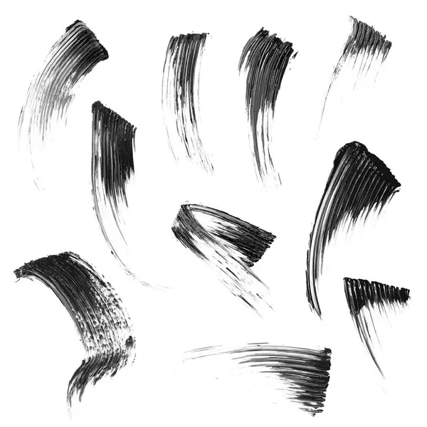 Smears Black Mascara Isolated White Set — Stock Photo, Image