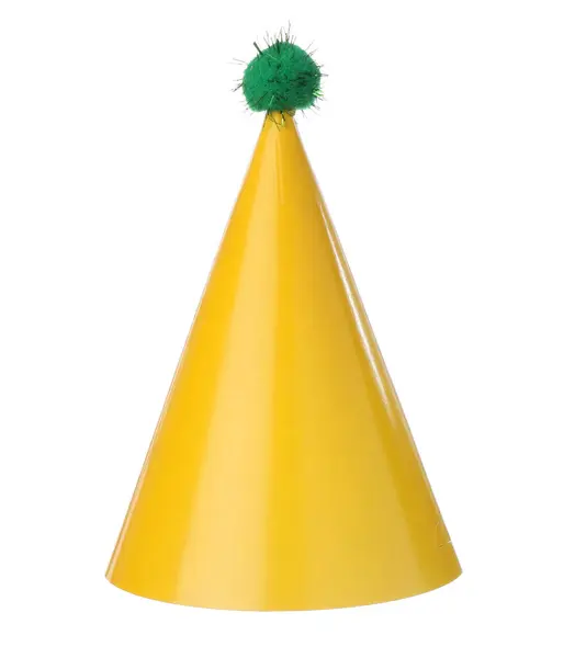 One Yellow Party Hat Isolated White — Stock Photo, Image