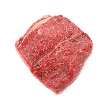 Taze çiğ sığır eti beyaz, üst görünüm izole