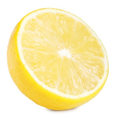 Limonun yarısı beyaza izole edilmiş. Citrus meyvesi.