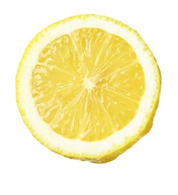 Limon dilimi beyaza izole edilmiş. Citrus meyvesi.
