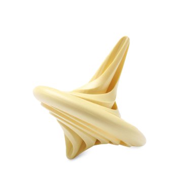 Beyaz arkaplanda dönen soluk sarı bir üst