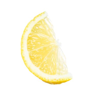 Beyaza izole edilmiş taze limon dilimi