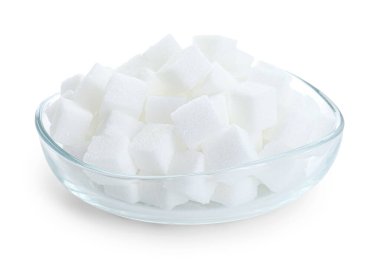 beyaz izole kase küp şeker