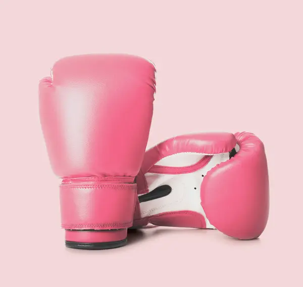 Fight Breast Cancer Pair Pink Boxing Gloves Color Background — Stock Photo, Image