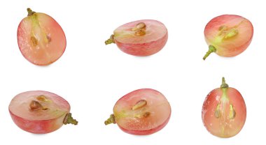 Olgun kırmızı üzümleri kes, beyaza izole et.