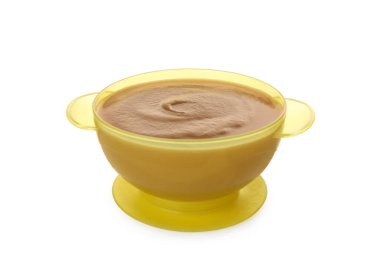 Beyaz tenceredeki lezzetli bebek mamaları.