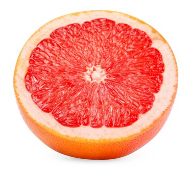 Yarım greyfurt, beyaza izole edilmiş. Citrus meyvesi.
