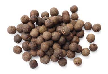 Beyaz üzerine izole edilmiş kuru böğürtlen (Jamaika biberi), üst manzara