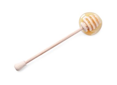 Beyaz arka planda lezzetli doğal bal ve balık, üst manzara.