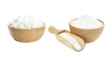 farklı türleri üzerinde beyaz izole şeker