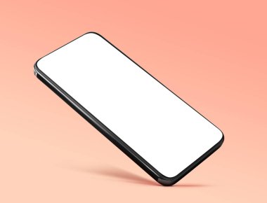 Mercan zemininde boş ekranı olan akıllı telefon. Tasarım için model