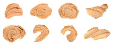 Lezzetli fındık ezmesi beyazda izole, üst manzara